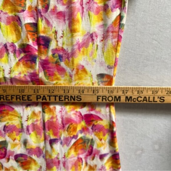 Eva & Claudi Colorful Butterfly Patterned Dress with Striped Sleeves Sz L - Picture 9 of 11